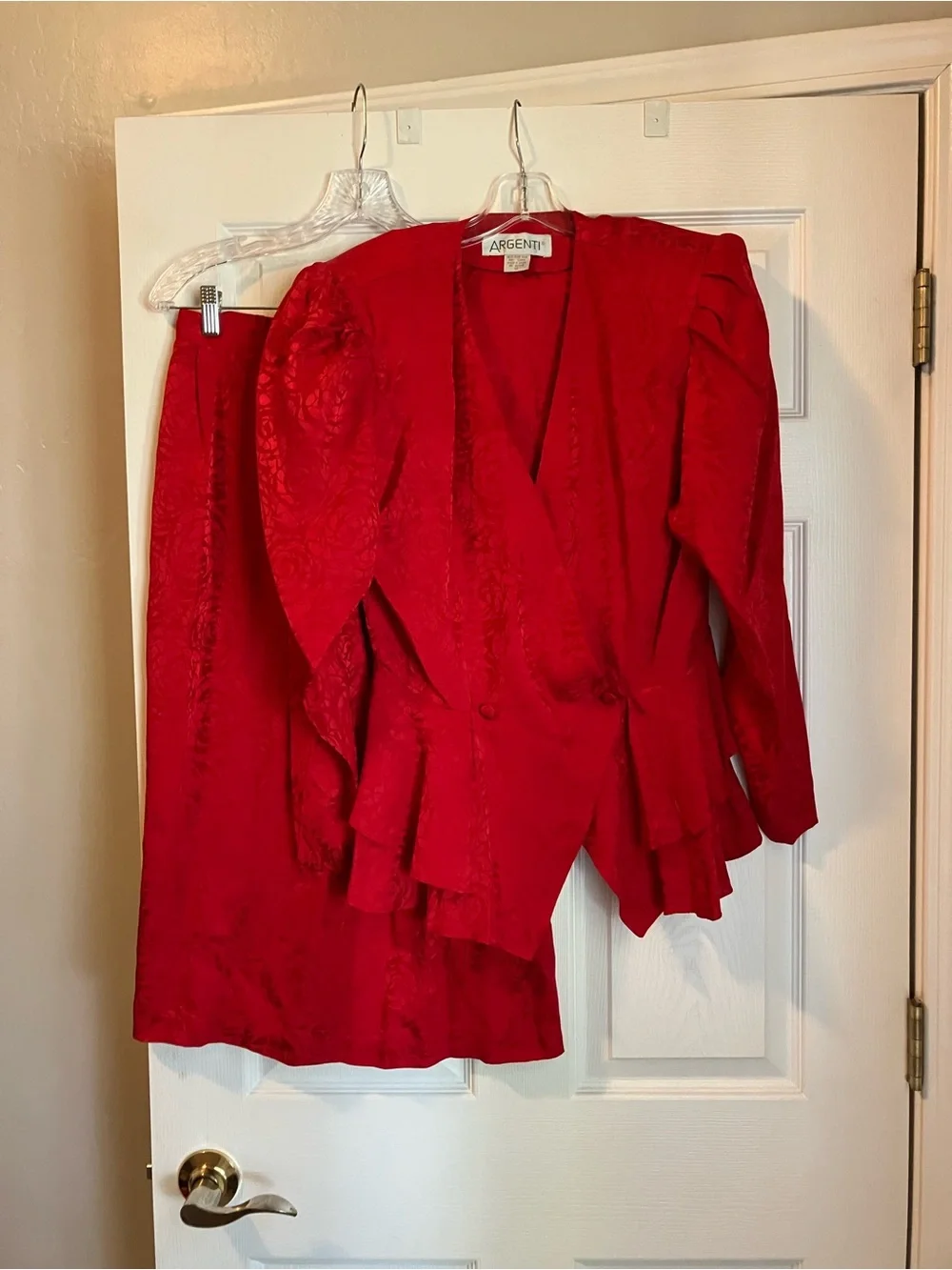 Red Vintage-Style Peplum top and skirt